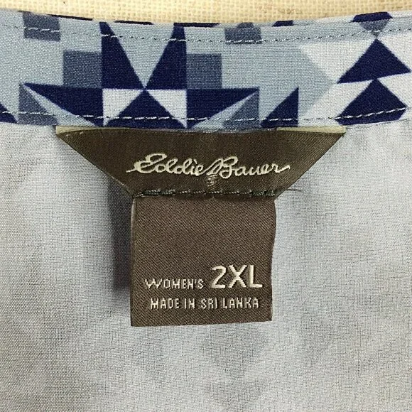 Eddie Bauer Escapelite Sleeveless Tank Top Womens Size 2XL Blue Aztec Travel - Picture 7 of 8